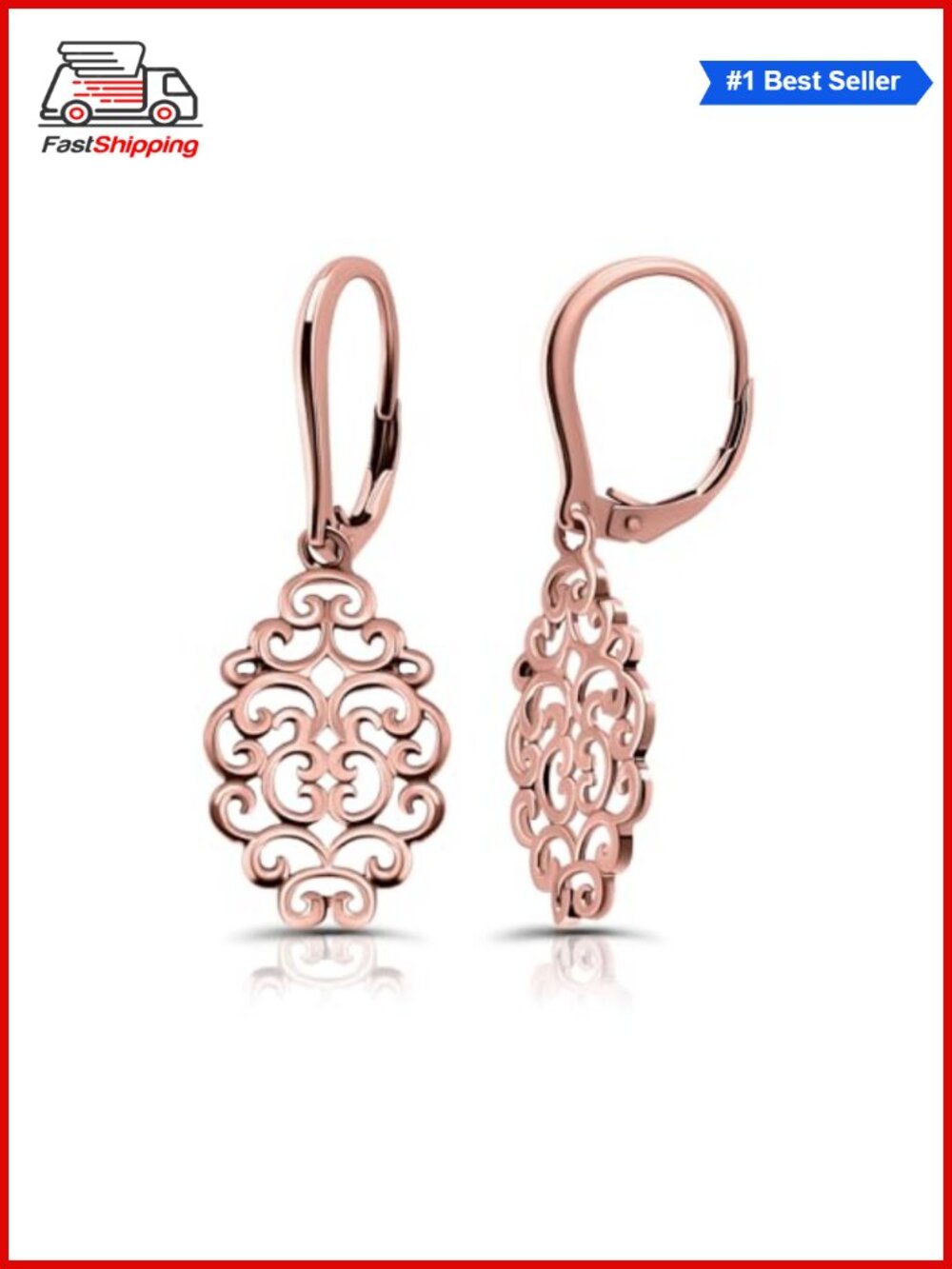 ✨ 925 Sterling Silver Filigree Swirl Spiral Dangle Leverback Earrings for Women
